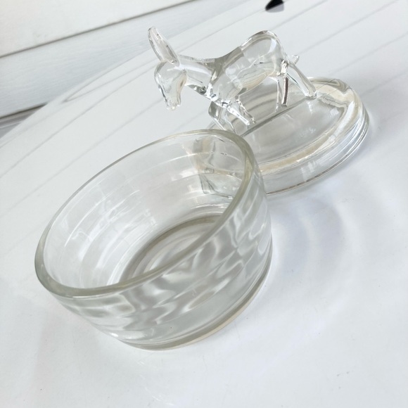 Vintage Jeannette Glass Donkey Powder Dish or Jar - Picture 3 of 12